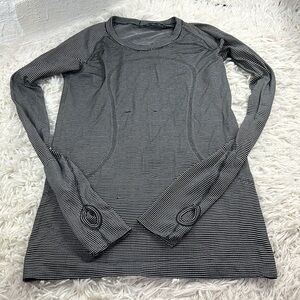 Lululemon Swiftly Tech Long Sleeve Crew Tempo Stripe Black White